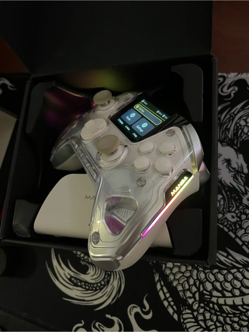 One White Full-Color Interactive Screen Gaming Controller